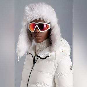 Moncler White Fur Trimmed Hat unisex